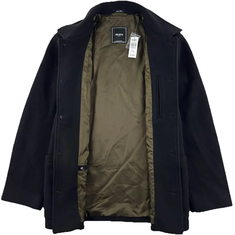 Todd Snyder Italian Wool Cashmere Cafe Jacket Men's XL Black Quiet Luxury $698 - Picture 3 of 14